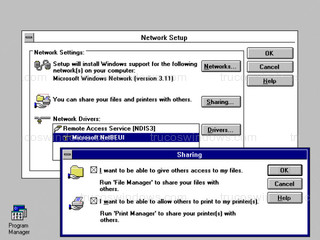 Windows for Workgroups 3.11 - Network Setup - Sharing