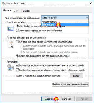 Windows 10 - Abrir explorador en este equipo