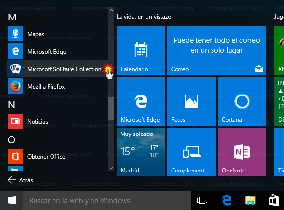 Truco solitario en Windows Trucos Windows