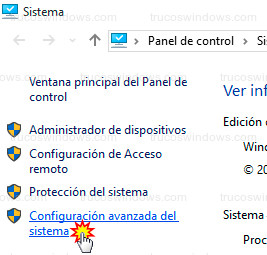 Windows 10 - Configuración avanzada del sistema