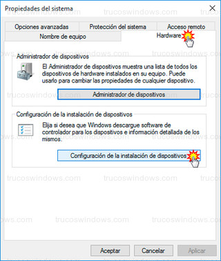 Windows 10 - Configuración de la instalación de dispositivos