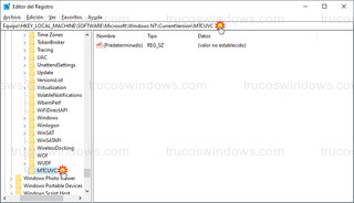 Regedit - Clave MTCUVC