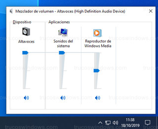 Windows 10 - Control de volumen independiente