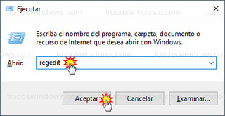 Windows 10 - Ejecutar > regedit