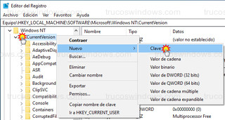 Regedit - Nueva > Clave > MTCUVC