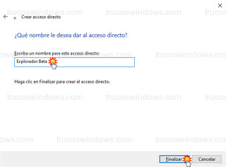 Crear acceso directo - Nombre del acceso directo