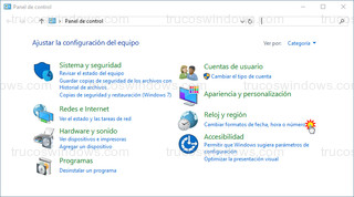 Panel de control - Cambiar formatos de fecha, hora o número