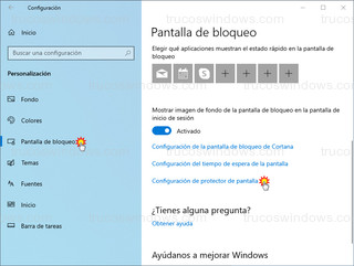 Pantalla de bloqueo - Configuración de protector de pantalla