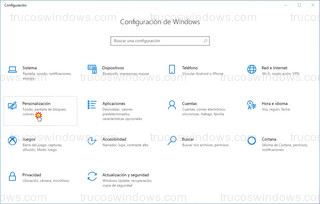 Configuración de Windows - Personalización