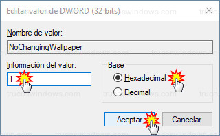 Editar valor DWORD (32 bits) - 1 Hexadecimal