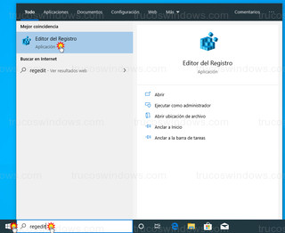 Windows 10 - Abrir Editor del Registro