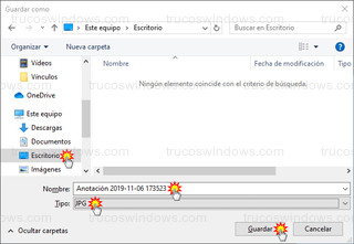 Recorte y anotación - Guardar como