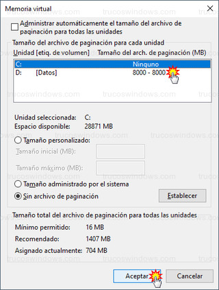 Memoria virtual - Aceptar nuevo archivo de paginación