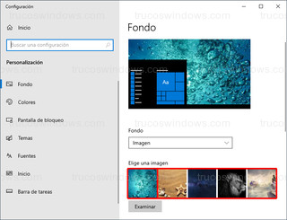 Windows 10 - Configuración - Personalización - Fondo