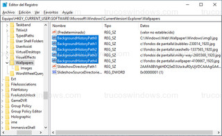 Editor del Registro - Wallpapers (BackgroundHistoryPath)