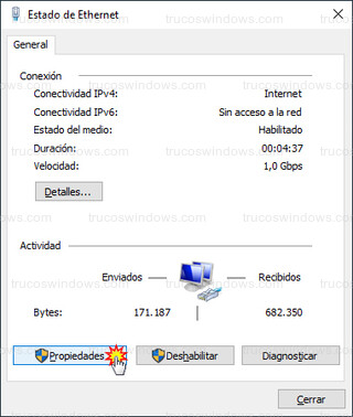 Estado de Ethernet - Propiedades