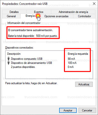 Energía - Consumo memoria usb