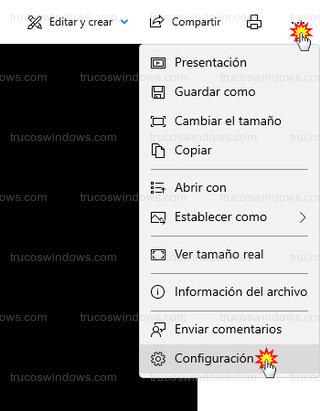 App Fotos de Windows 10 - Configuración