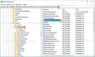 Editor del registro - EnableSnapAssistFlyout
