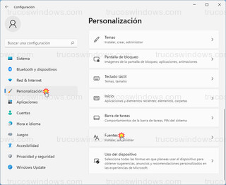 Personalización - Fuentes