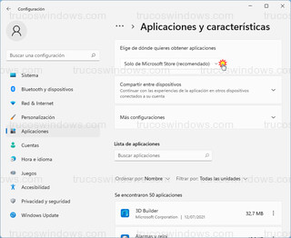 Elige de dónde quieres obtener aplicaciones - Solo de Microsoft Store (recomendado)