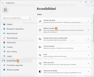 Accesibilidad - Efectos visuales