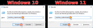 Ejecutar - shell:RecycleBinfolder