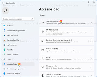 Accesibilidad - Tamaño de texto