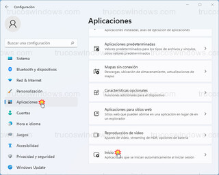 Aplicaciones > Inicio - Aplicaciones que se inician automáticamente al iniciar sesión