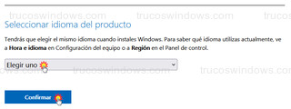 Microsoft - Seleccionar idioma del producto