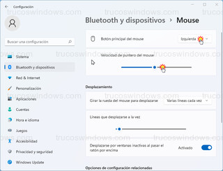 Bluetooth y dispositivos > Mouse - Botón principal del mouse