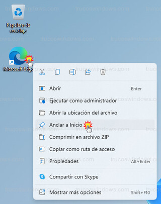 Windows 11 - Anclar a Inicio acceso directo