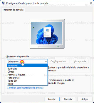 Windows 11 - Configuración del protector de pantalla