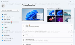 Windows 11 - Personalización > Fondo