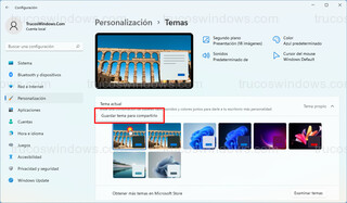 Windows 11 - Guardar tema para compartirlo