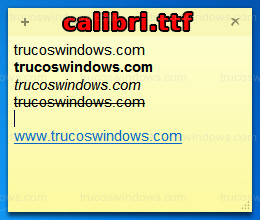 Notas rápidas - Fuentes calibri.ttf y calibrib.ttf