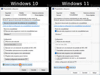 Modo compatibilidad - Configuración para todos los usuarios