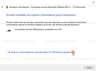 Administrador de dispositivos - Buscar controladores actualizados en Windows Update (W10)