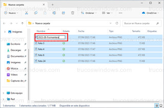 Windows - Explorador de archivos - Cambiar nombre de archivos en lote