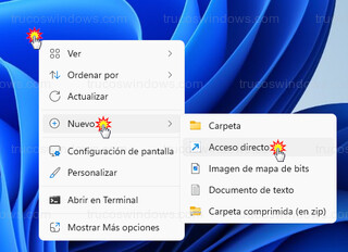 Windows - Nuevo > Acceso directo