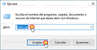 Windows 10 - Ejecutar main.cpl en Windows 10