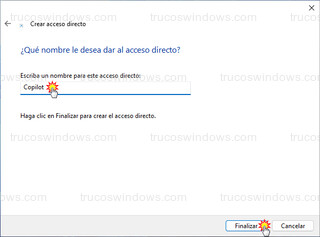 Windows 11 - Crear acceso directo a Copilot