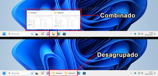 Windows 11 - Método combinado y desagrupado
