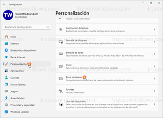 Windows 11 - Personalización > Barra de tareas