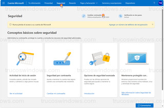 Cuenta Microsoft - Cambiar contraseña