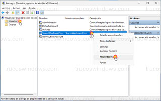 Políticas de grupo locales - Propiedades de la cuenta TrucosWindows.Com