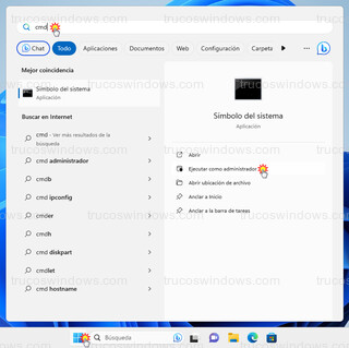 Windows - Símbolo del sistema > Ejecutar como administrador