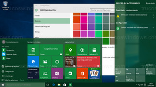 Windows 10 - Botón Inicio - Barra de tareas - Centro de actividades