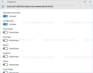 Windows 10 - Carpetas del menú inicio