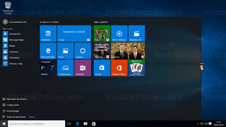 Windows 10 - Menú de inicio ajuste horizontal máximo